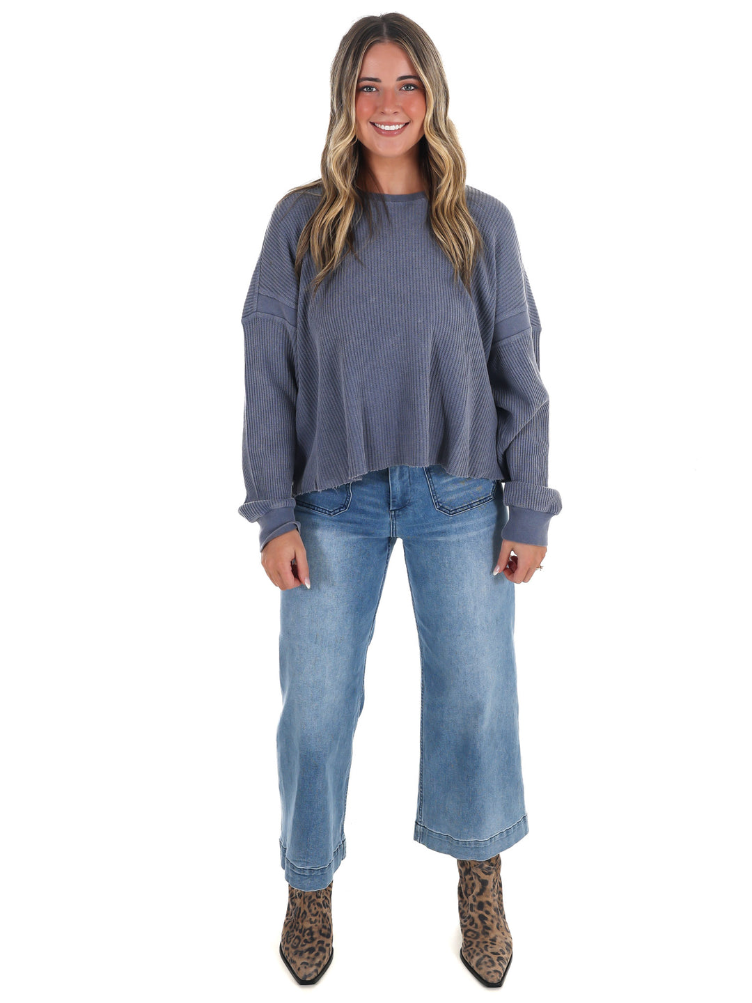 Laidback Comfort Waffle Knit Top