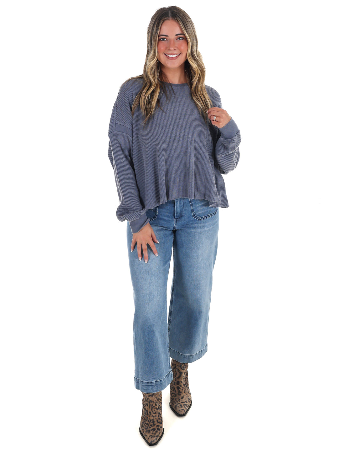 Laidback Comfort Waffle Knit Top