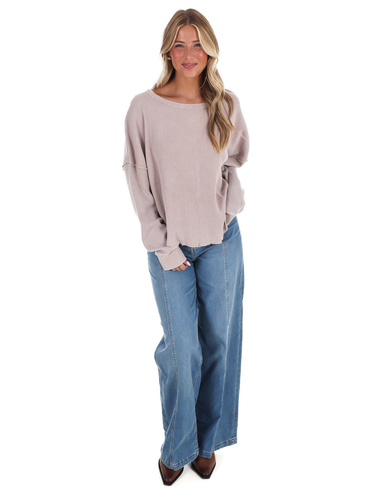 Mineral Mist Waffle Knit Top