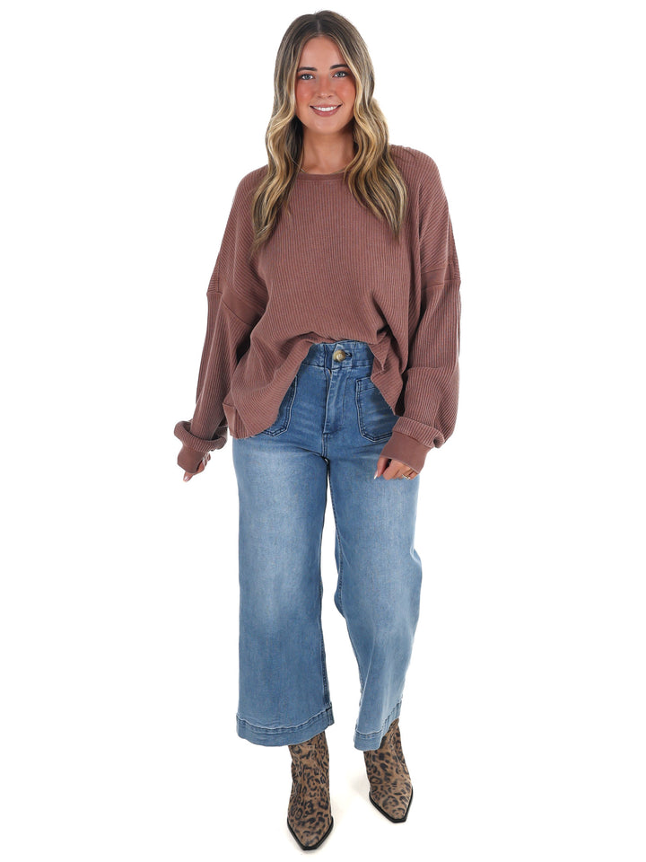 Laidback Comfort Waffle Knit Top