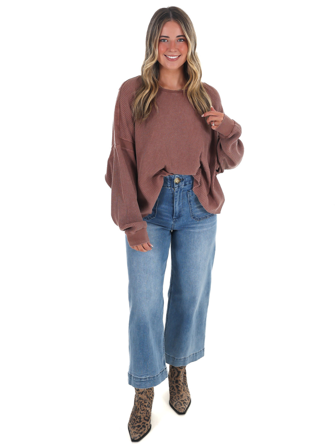 Laidback Comfort Waffle Knit Top