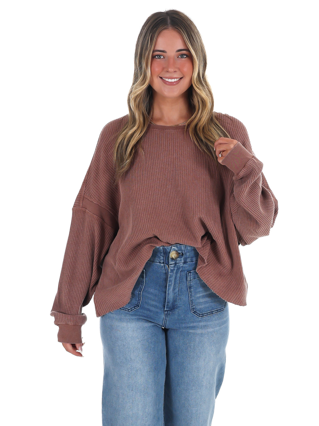 Laidback Comfort Waffle Knit Top