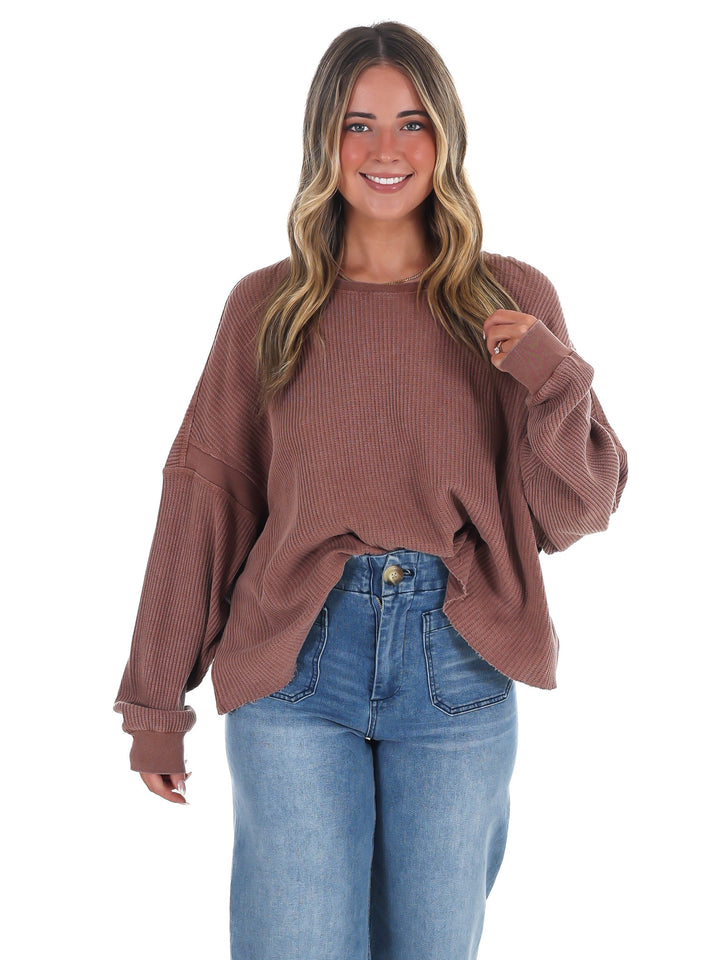 Laidback Comfort Waffle Knit Top