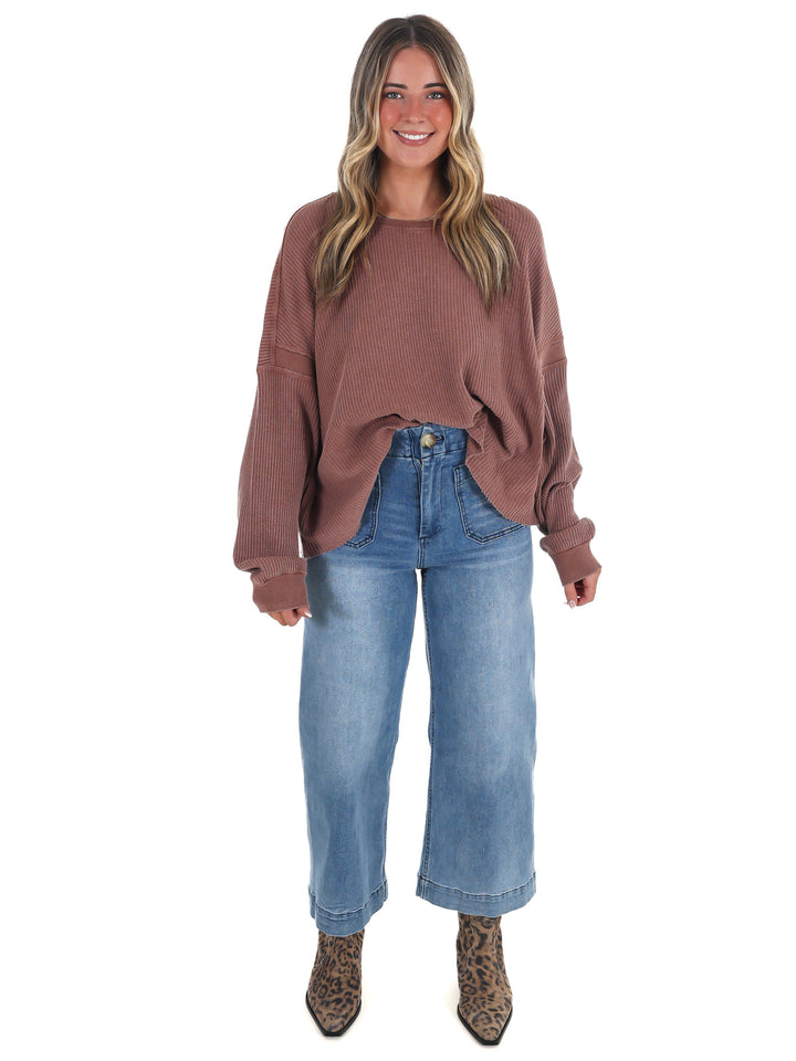 Laidback Comfort Waffle Knit Top