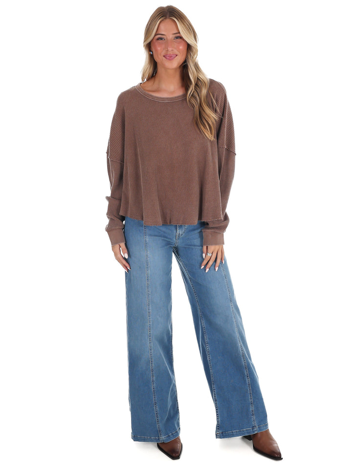 Mineral Mist Waffle Knit Top