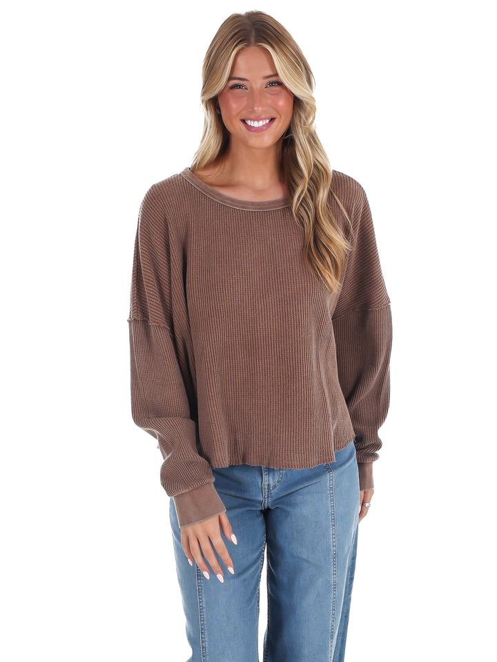 Mineral Mist Waffle Knit Top