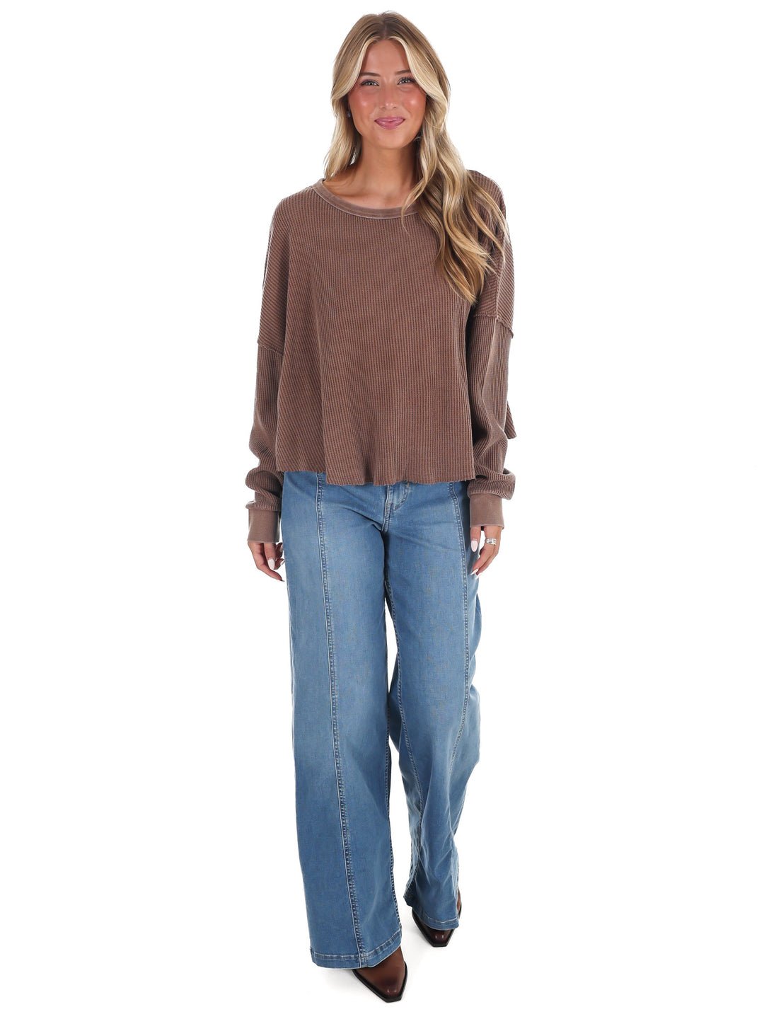 Mineral Mist Waffle Knit Top