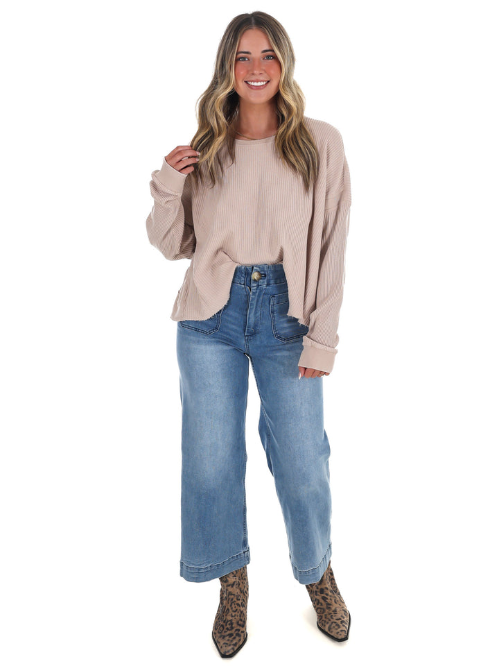 Laidback Comfort Waffle Knit Top