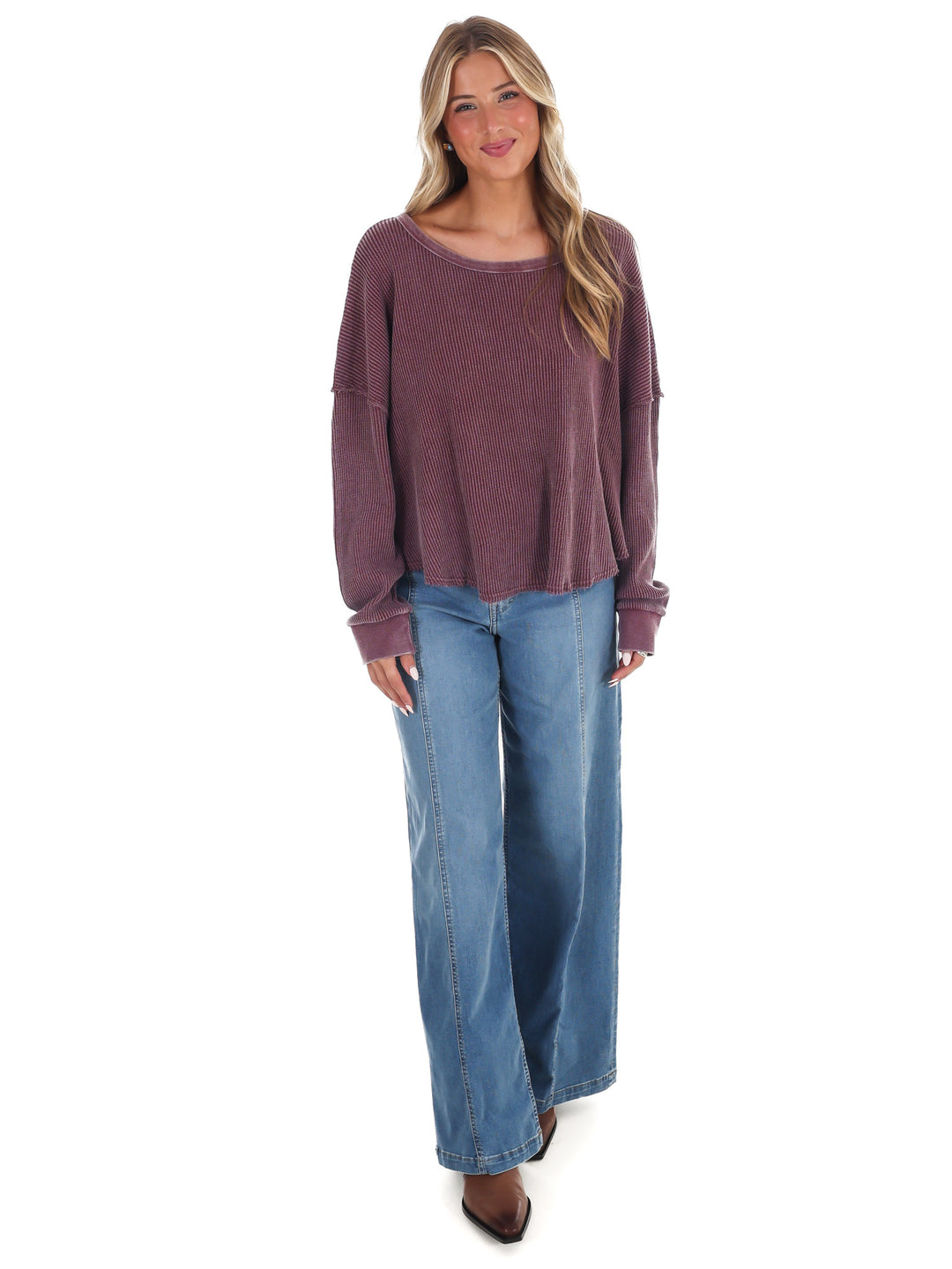 Mineral Mist Waffle Knit Top