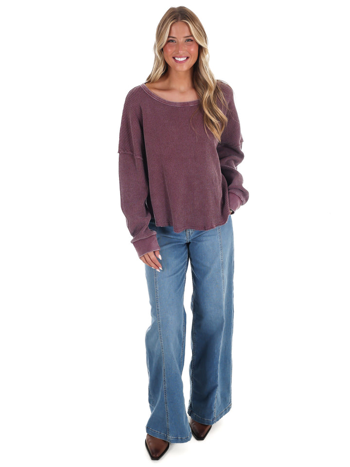 Mineral Mist Waffle Knit Top