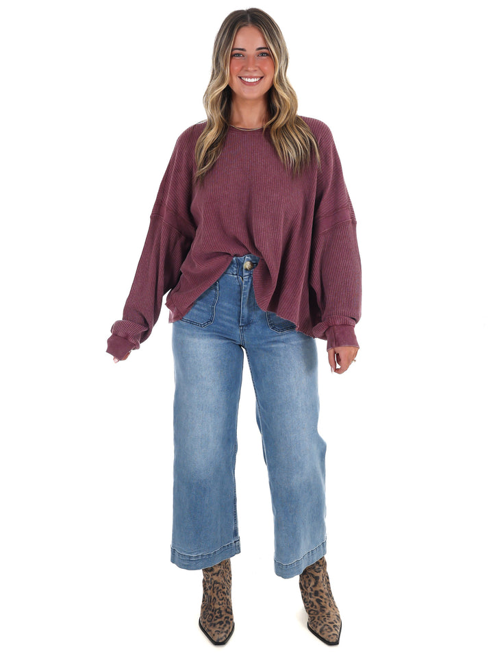 Laidback Comfort Waffle Knit Top