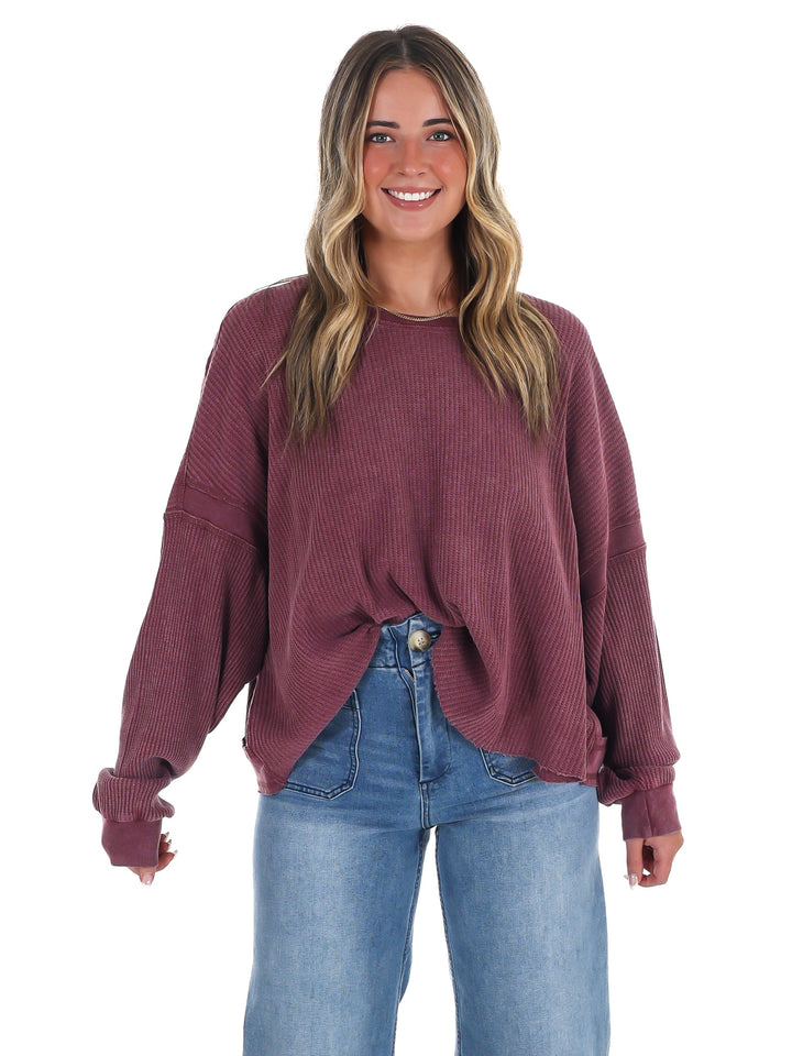 Laidback Comfort Waffle Knit Top