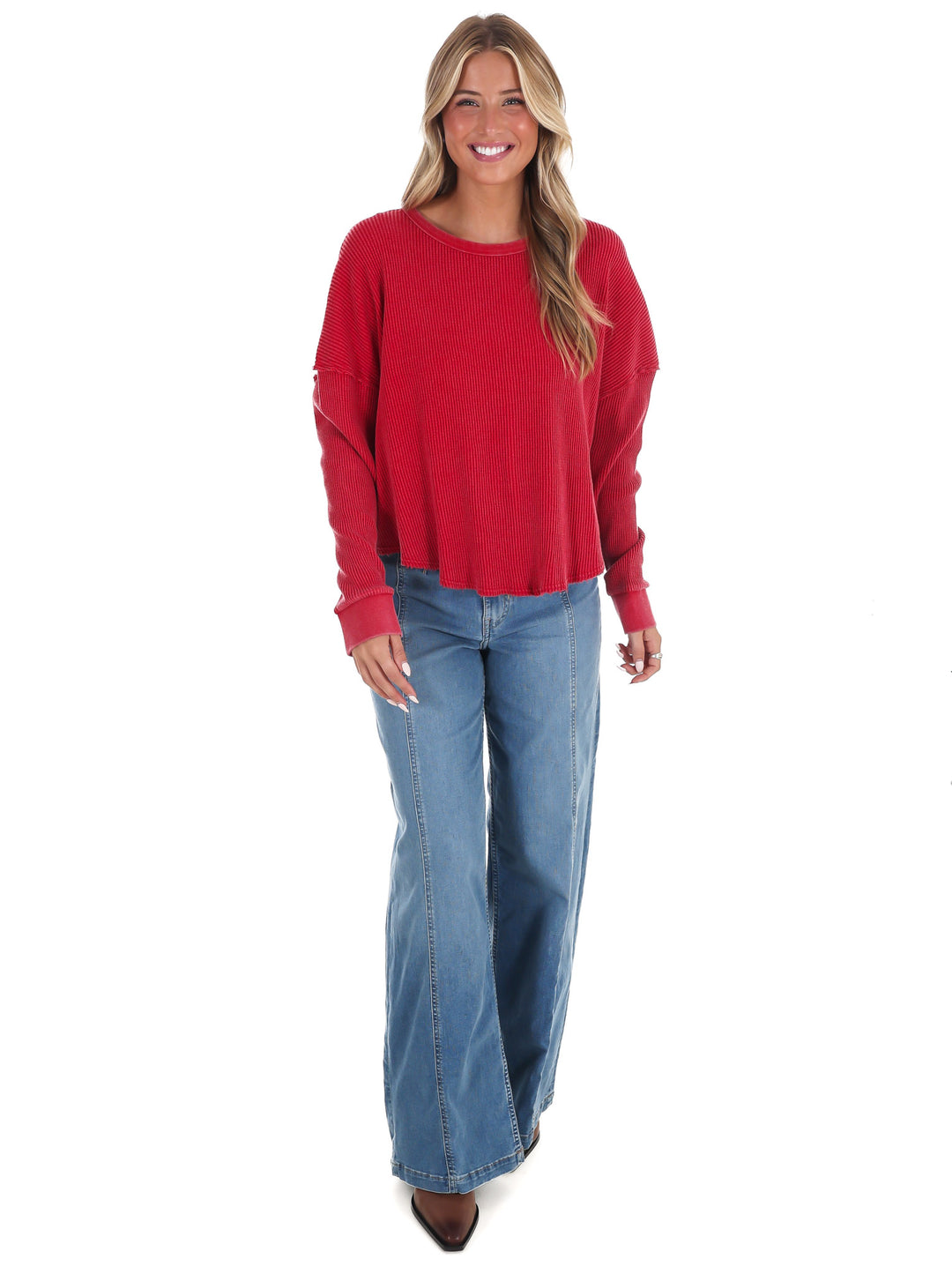 Mineral Mist Waffle Knit Top