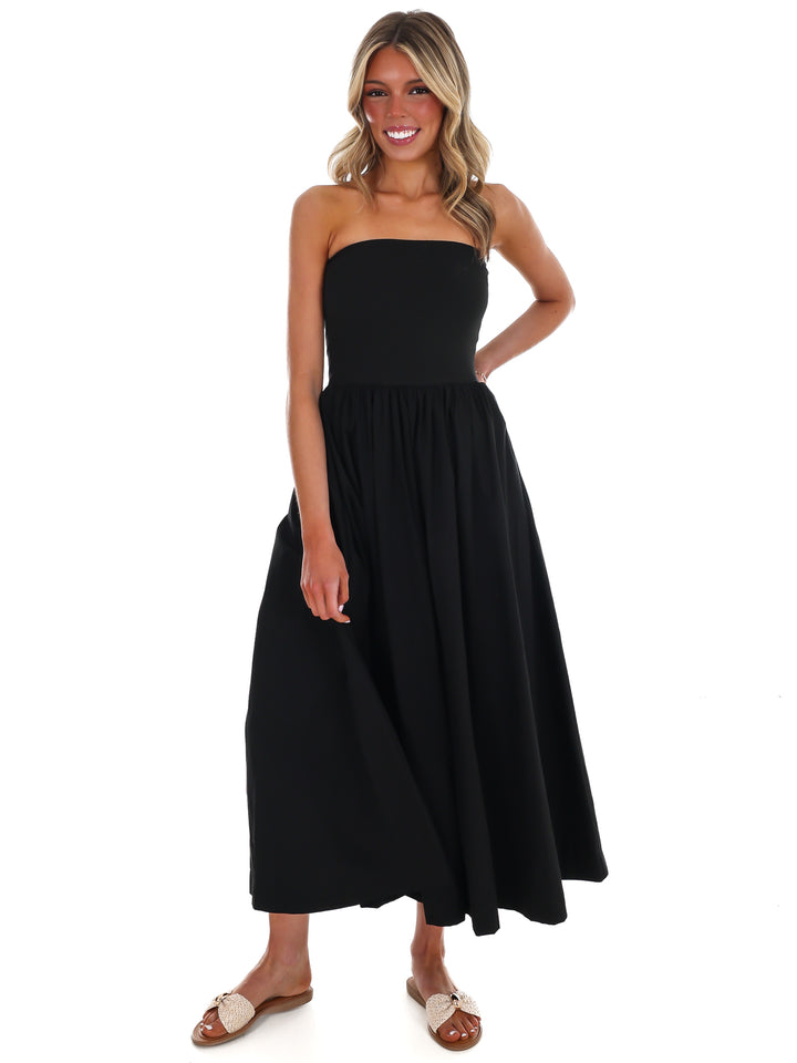 My Oh My Strapless Midi Dress
