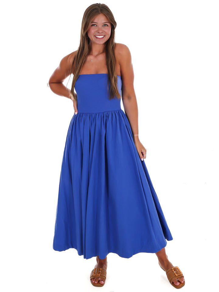My Oh My Strapless Midi Dress