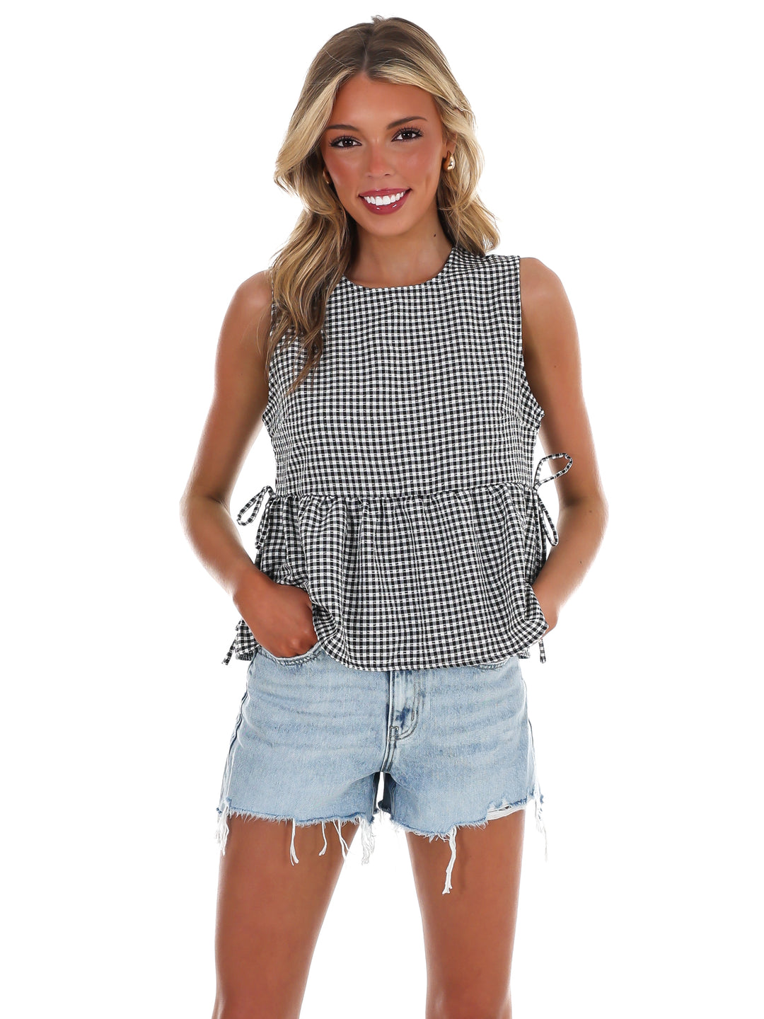 Market Morning Gingham Peplum Top