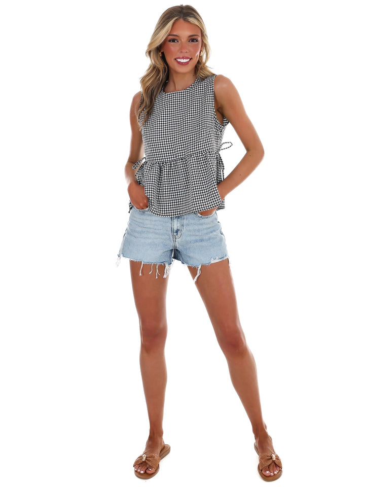 Market Morning Gingham Peplum Top