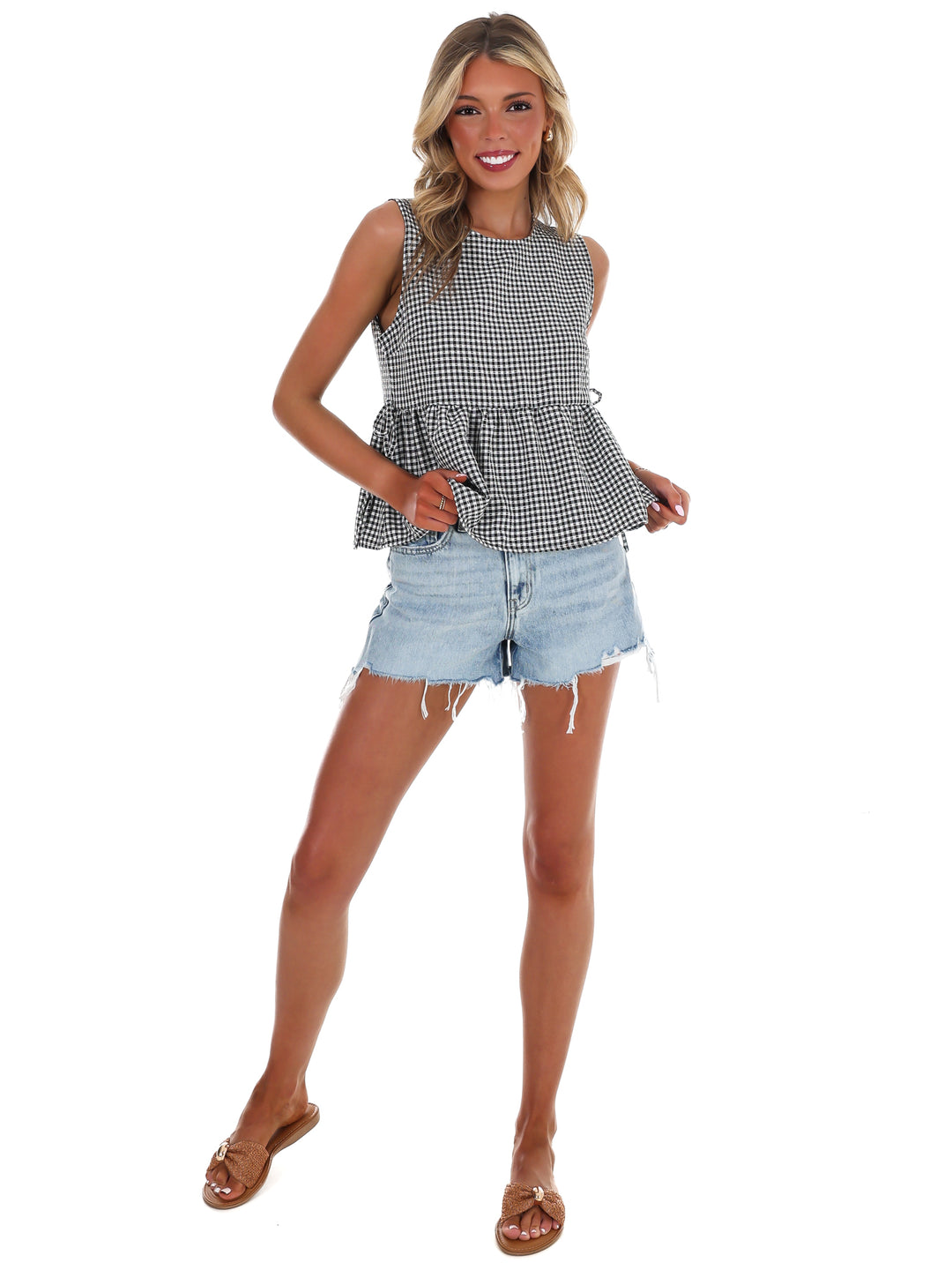 Market Morning Gingham Peplum Top