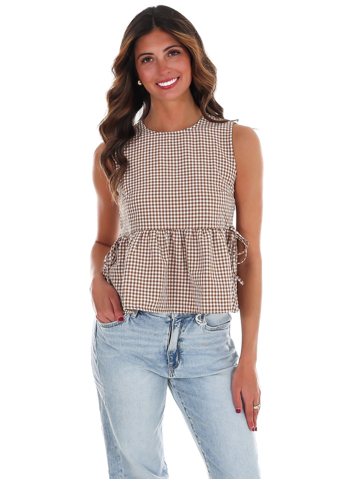 Market Morning Gingham Peplum Top
