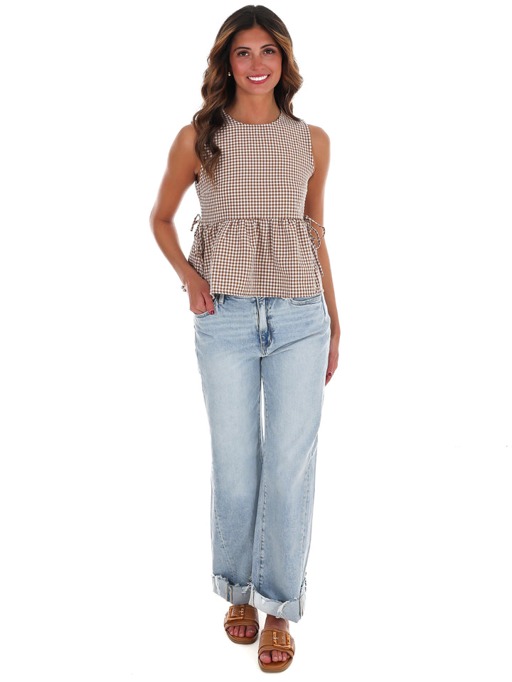 Market Morning Gingham Peplum Top