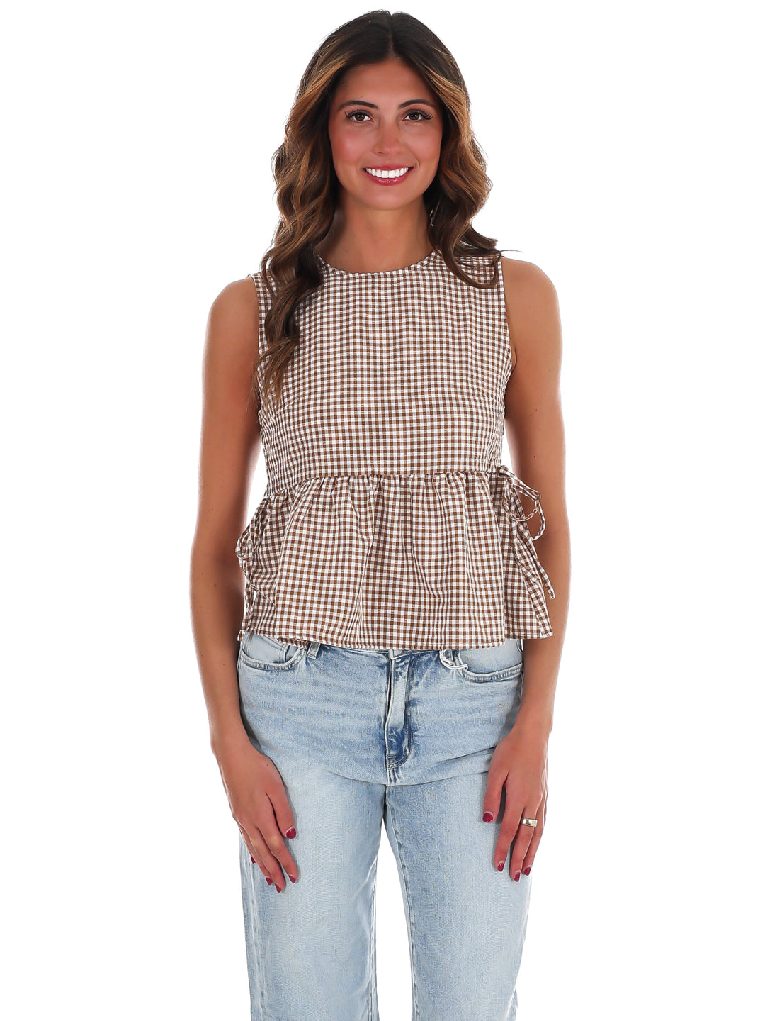Market Morning Gingham Peplum Top