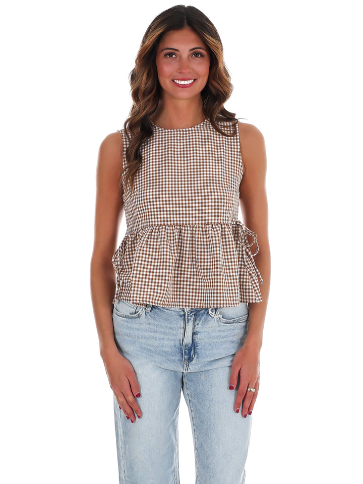 Market Morning Gingham Peplum Top