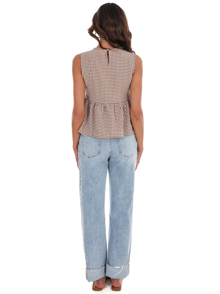 Market Morning Gingham Peplum Top