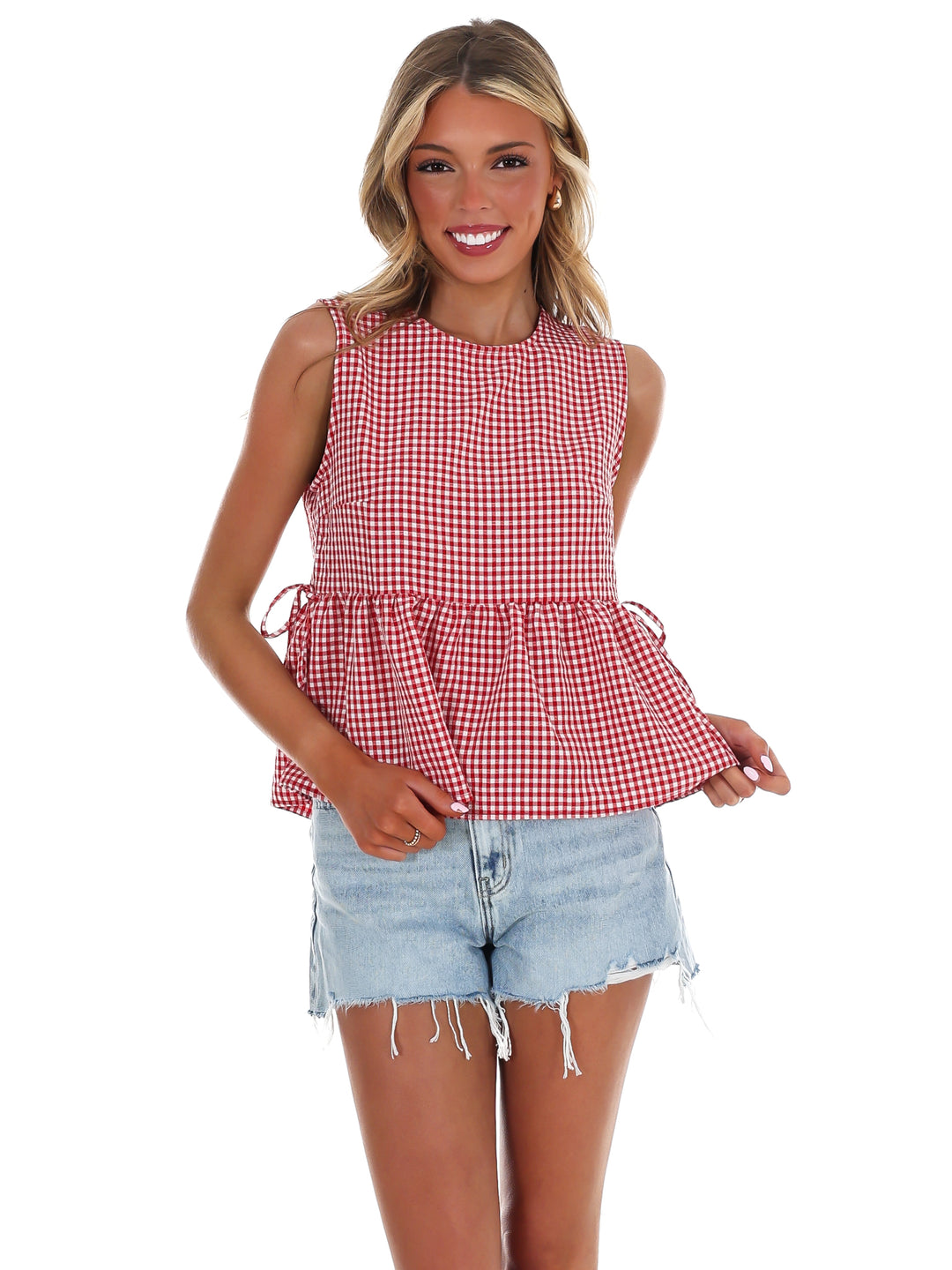 Market Morning Gingham Peplum Top