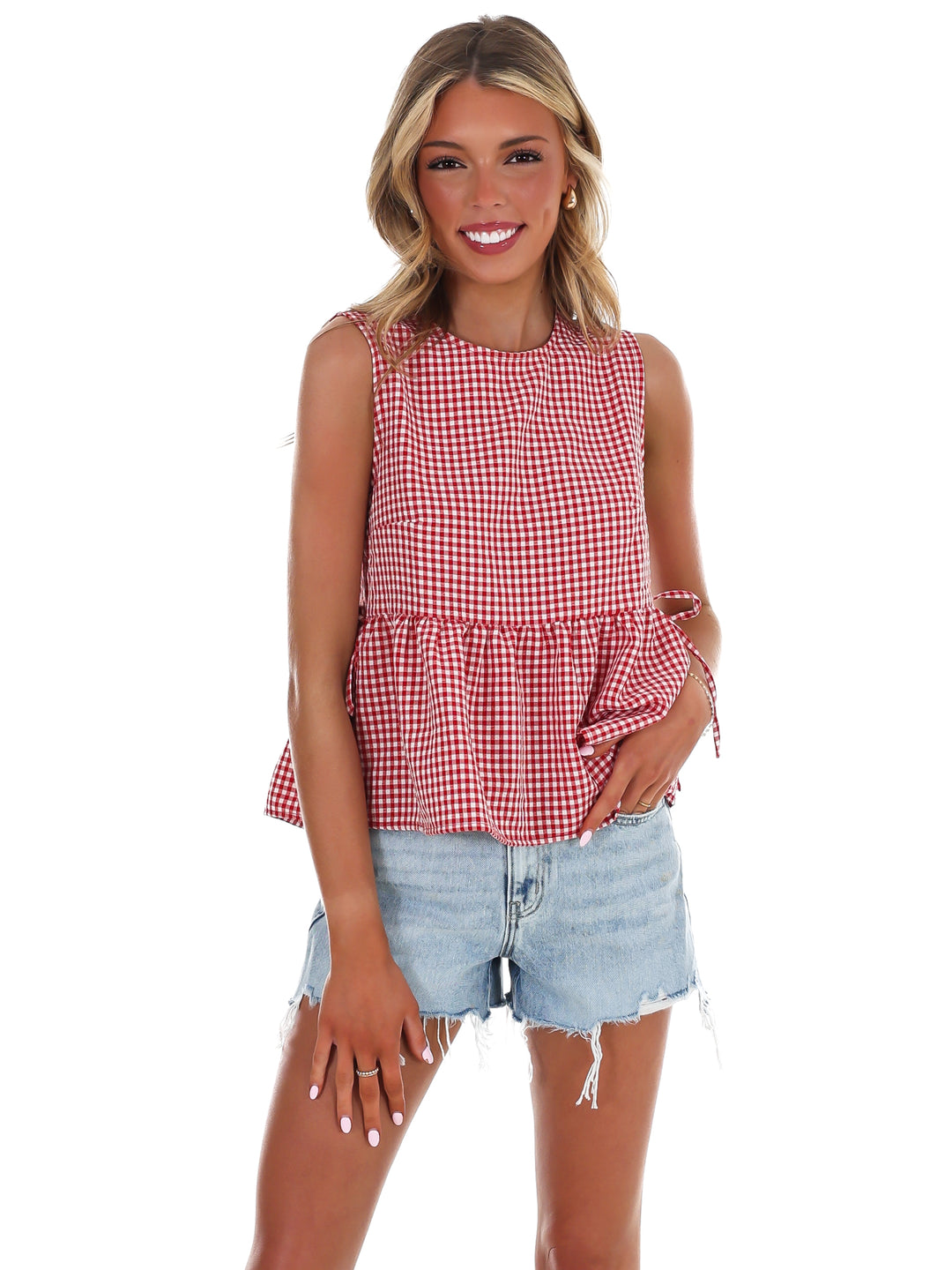 Market Morning Gingham Peplum Top
