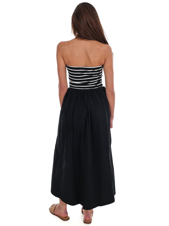 Wanna Know Striped Strapless Midi Dress