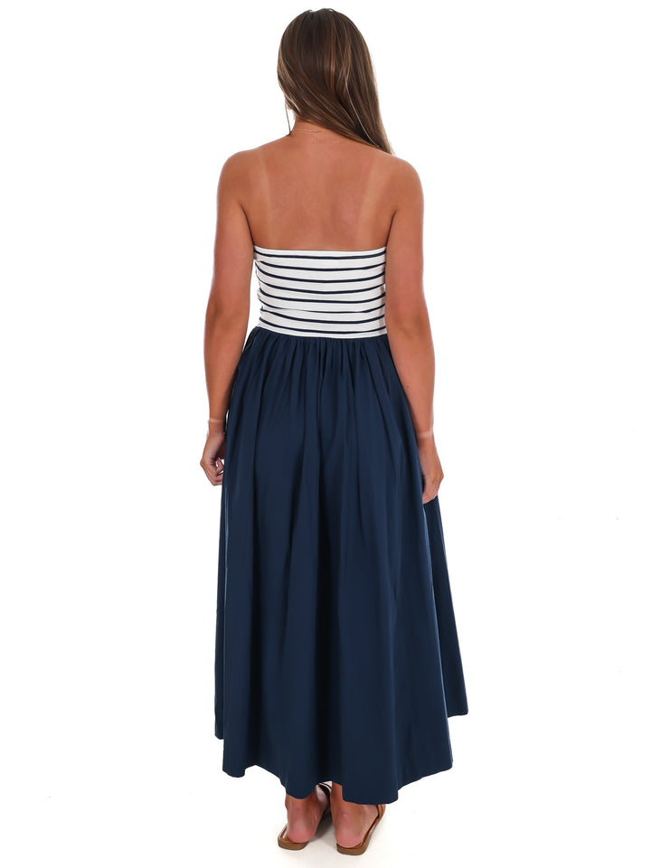 Wanna Know Striped Strapless Midi Dress
