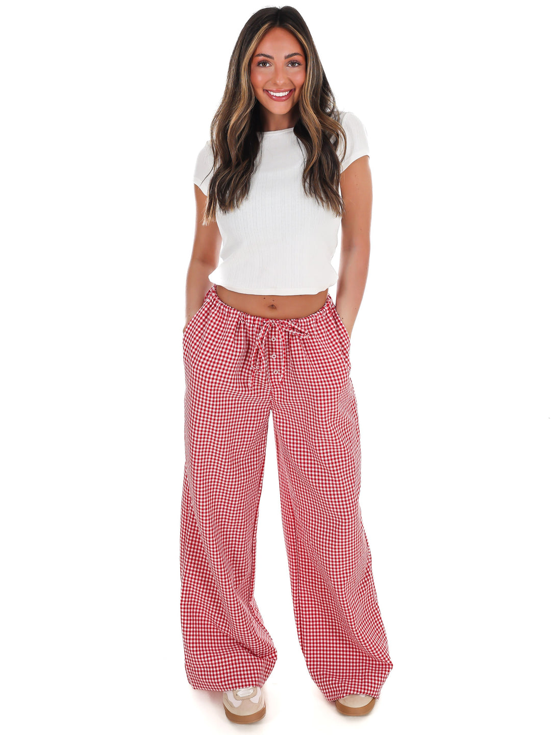 Market Morning Gingham Wide Leg Pants