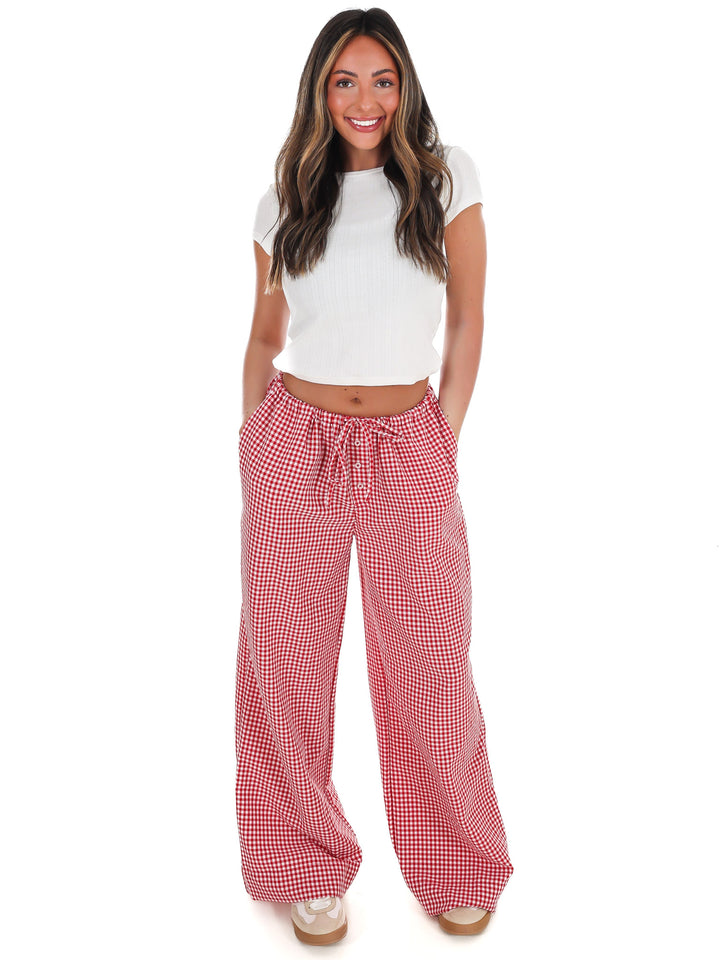 Market Morning Gingham Wide Leg Pants
