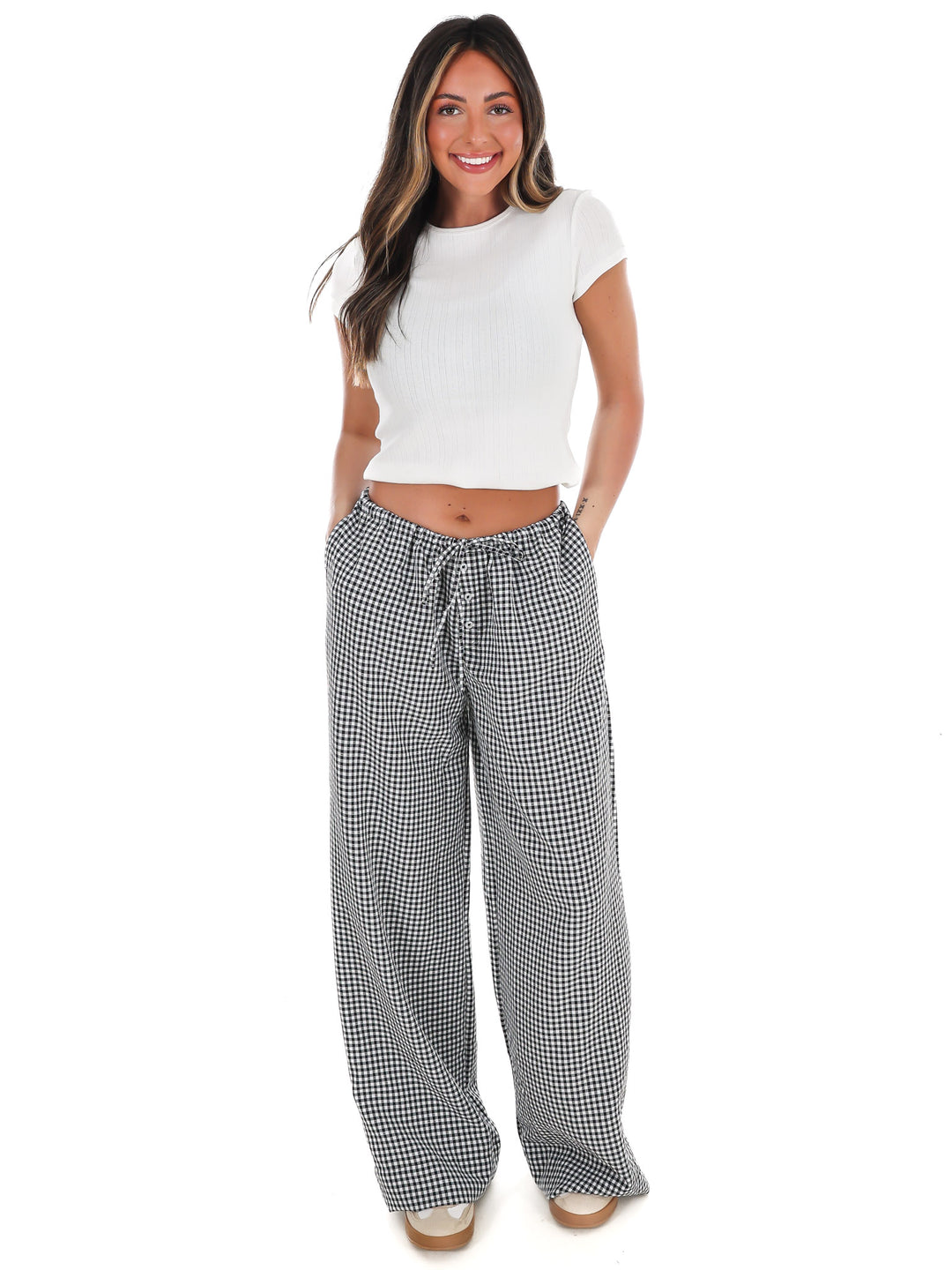 Market Morning Gingham Wide Leg Pants