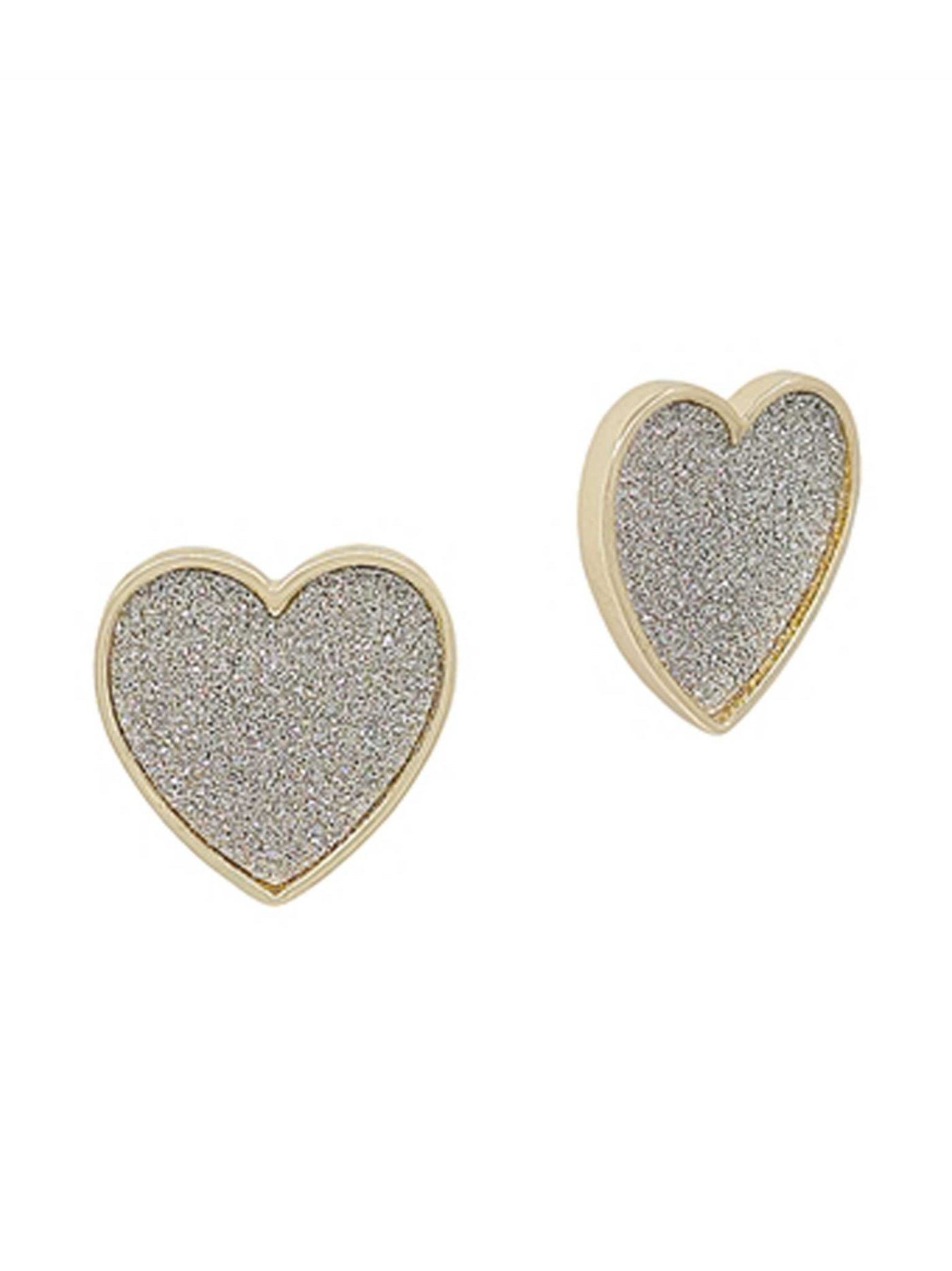 Silver Metallic Heart Stud Earrings
