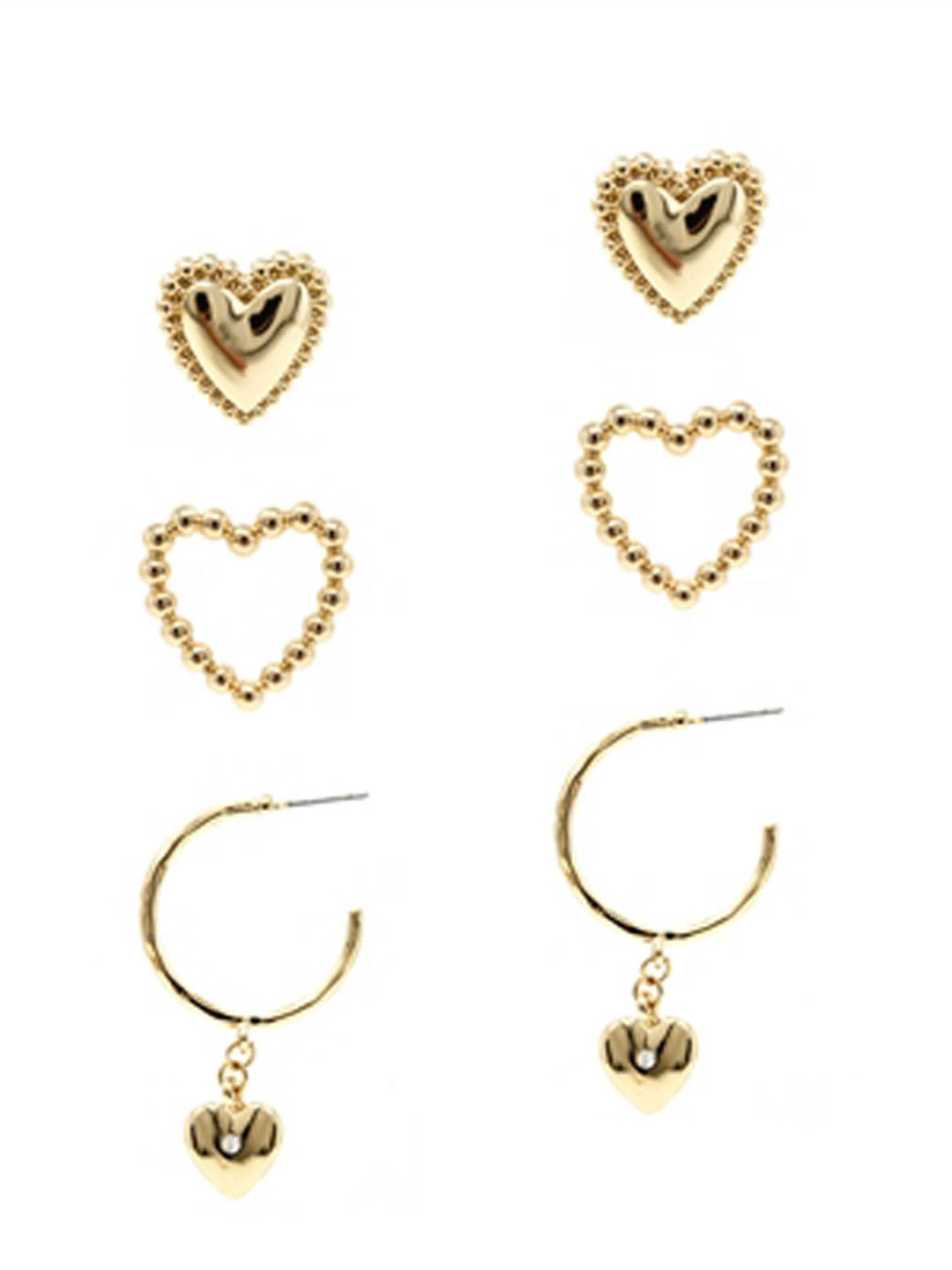 Gold Heart Stud Set