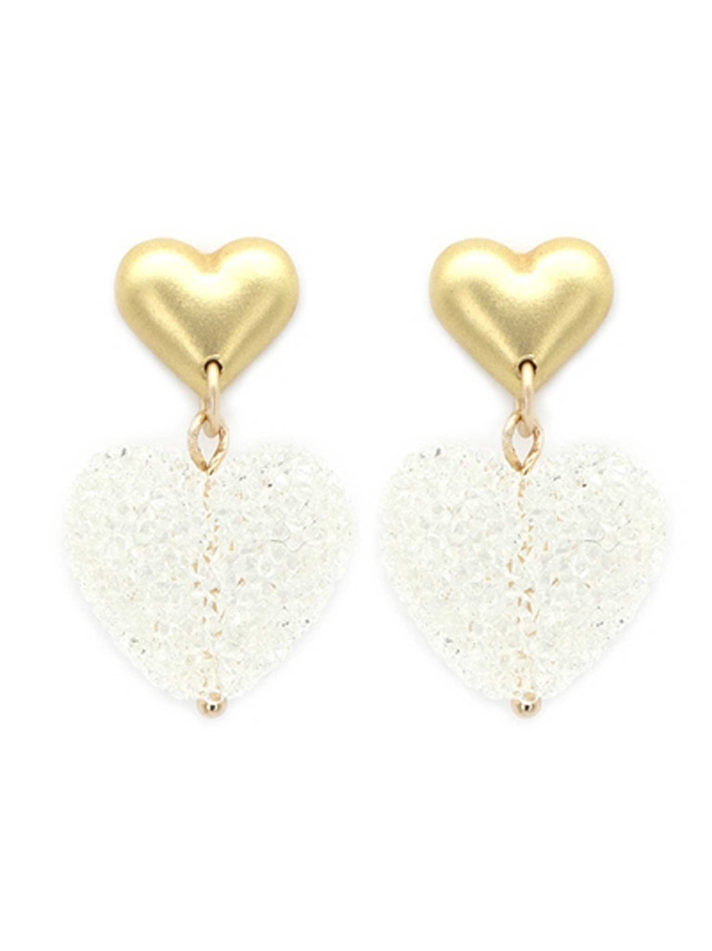 Gold Heart Crystalized Earrings
