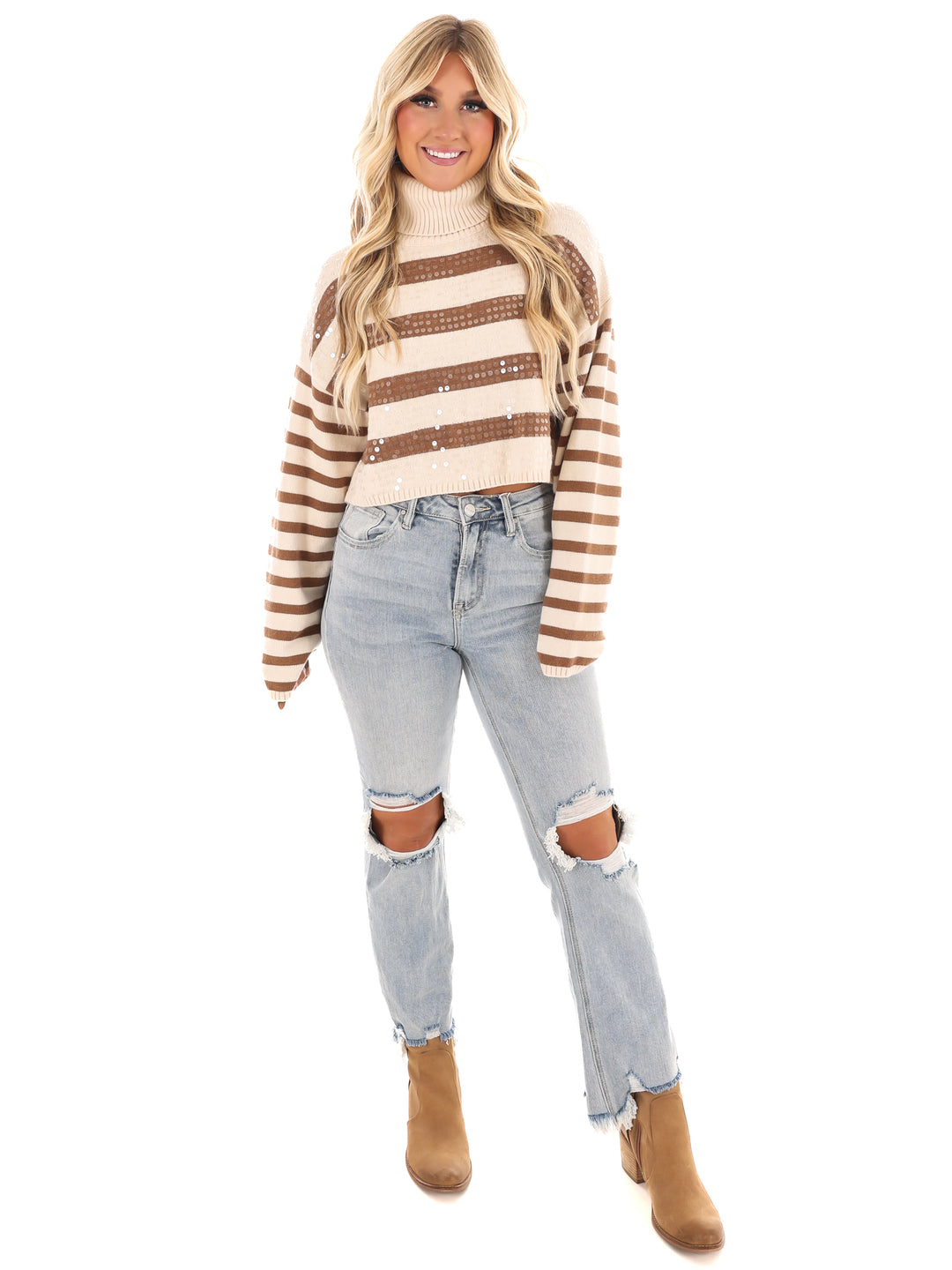 Glimmer Stripe Crop Sweater