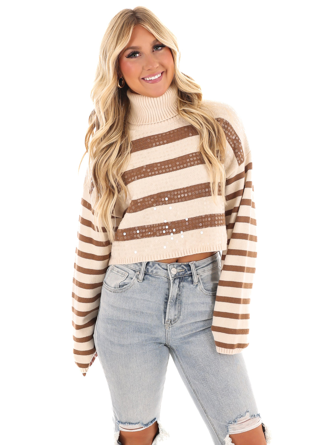 Glimmer Stripe Crop Sweater