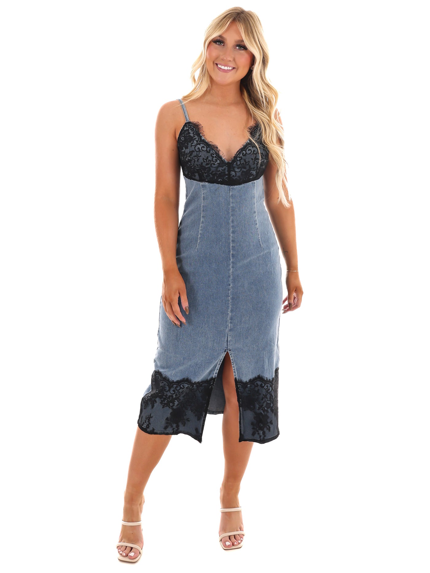 Frontier Flare Denim Midi Dress