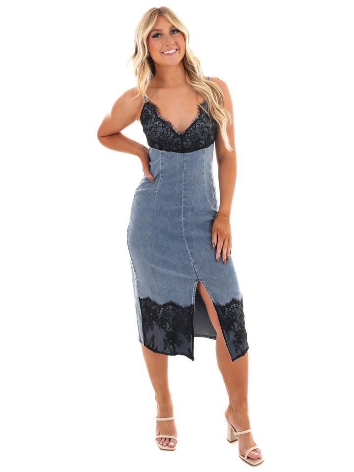 Frontier Flare Denim Midi Dress