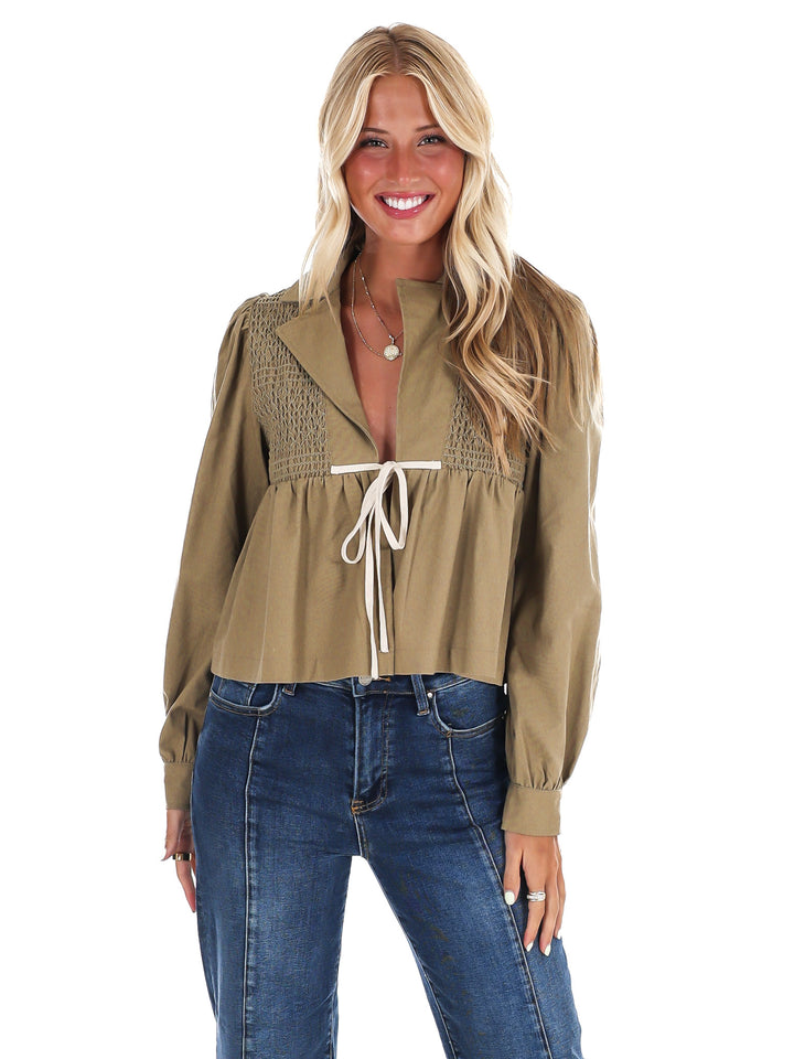 Autumn Leaves Tie Front Top