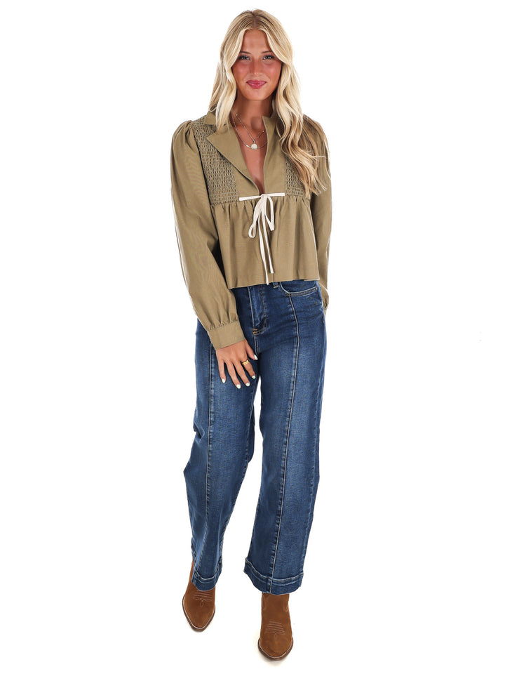 Autumn Leaves Tie Front Top