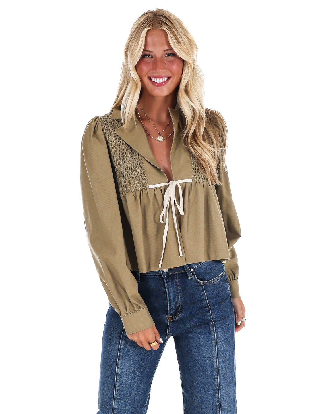 Autumn Leaves Tie Front Top