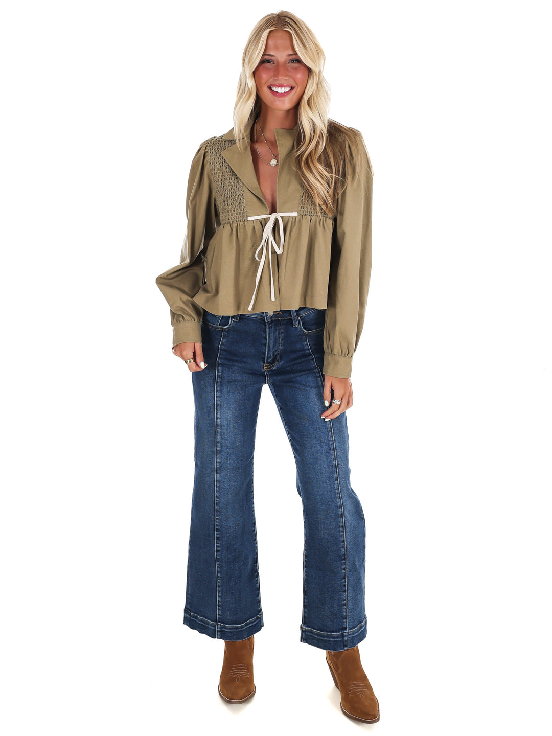 Autumn Leaves Tie Front Top