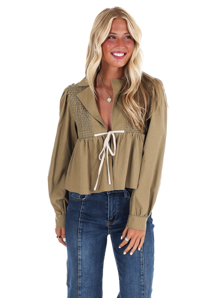 Autumn Leaves Tie Front Top
