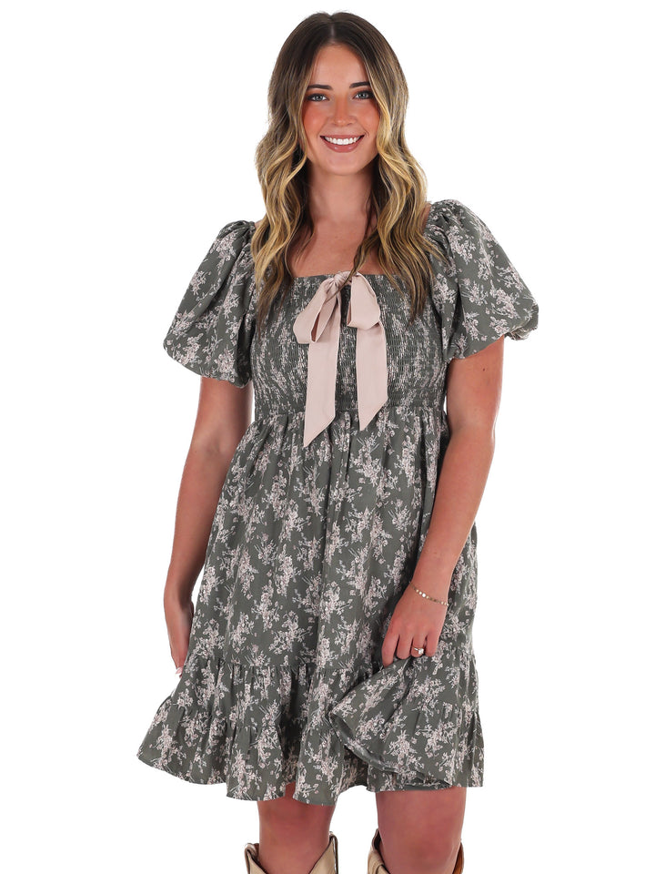 Maple Whisper Floral Mini Dress