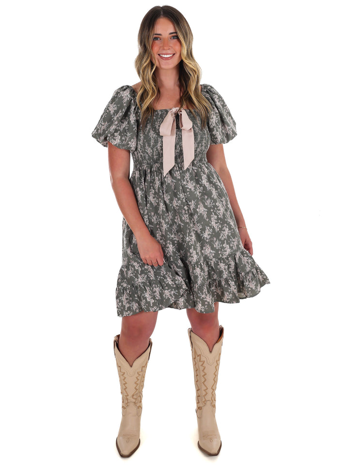 Maple Whisper Floral Mini Dress