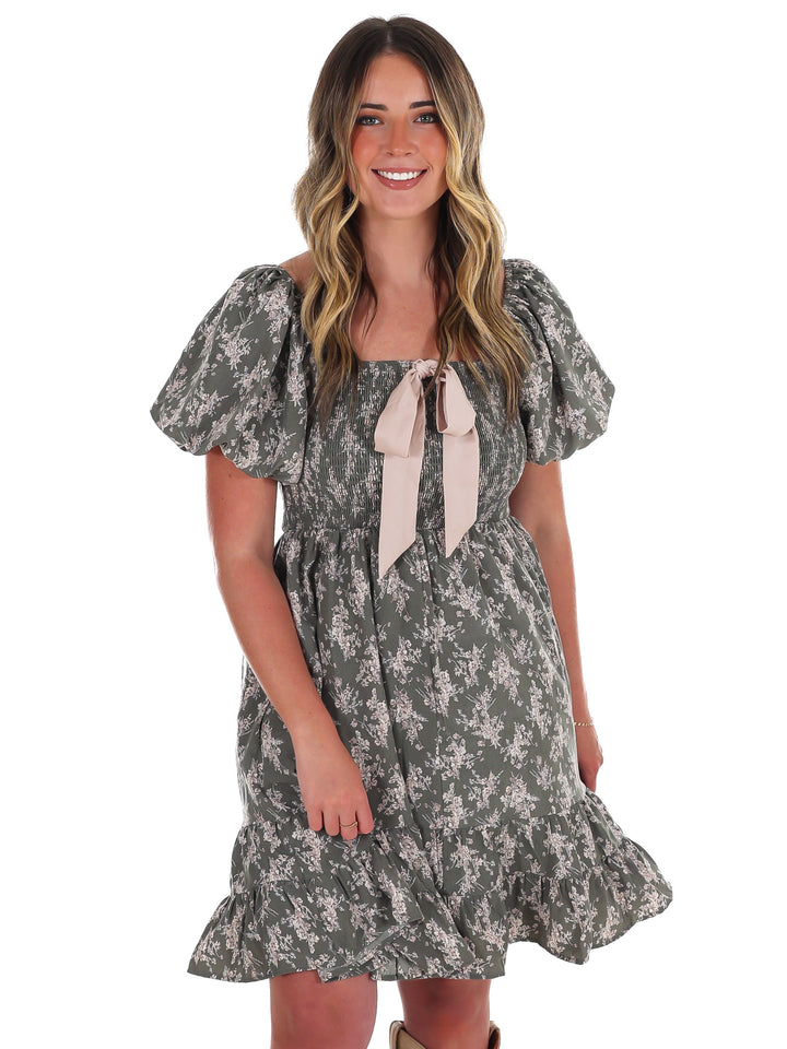 Maple Whisper Floral Mini Dress