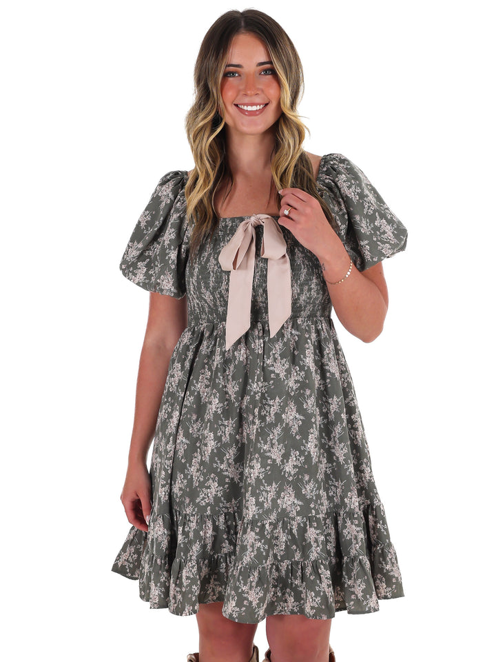 Maple Whisper Floral Mini Dress